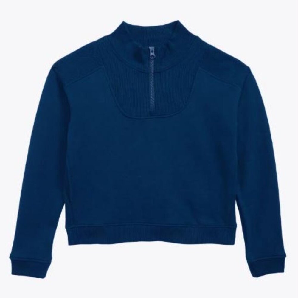 Zella Girl (Nordstrom brand) "Navy Peacoat" Cara Rib Quarter Zip Pullover